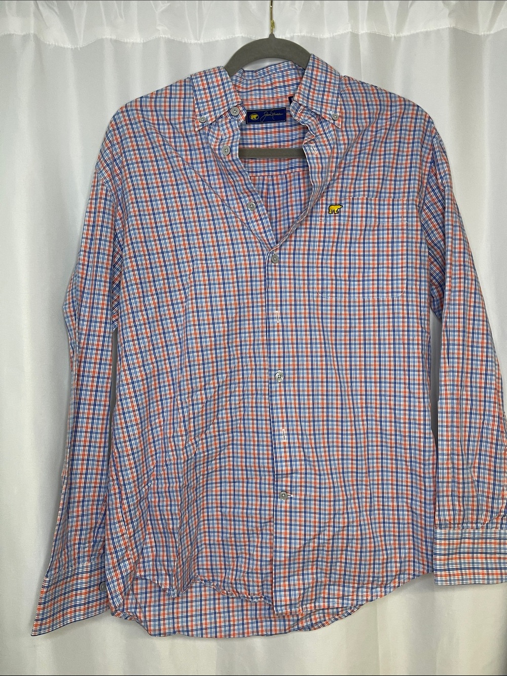 Plaid Button-Down Shirt in Blue & Orange